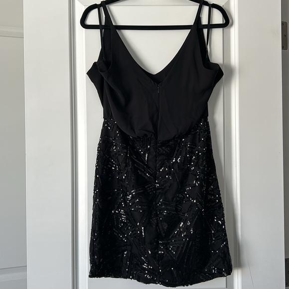 Black Mini Dress - silk top w/ sequined skirt embellishment - Picture 3 of 5
